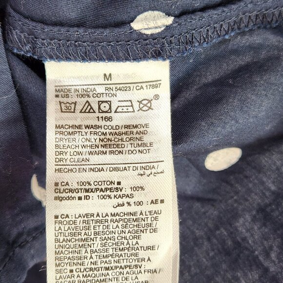 Old Navy Crossover Wrap Top Size M Navy Blue Polka Dot Puff Sleeves Shirt  NWT - Picture 7 of 7